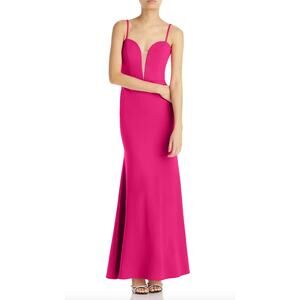 NWT Aqua Formal Womens Sweetheart Neckline Spaghetti Strap Hot Pink Maxi Dress 2